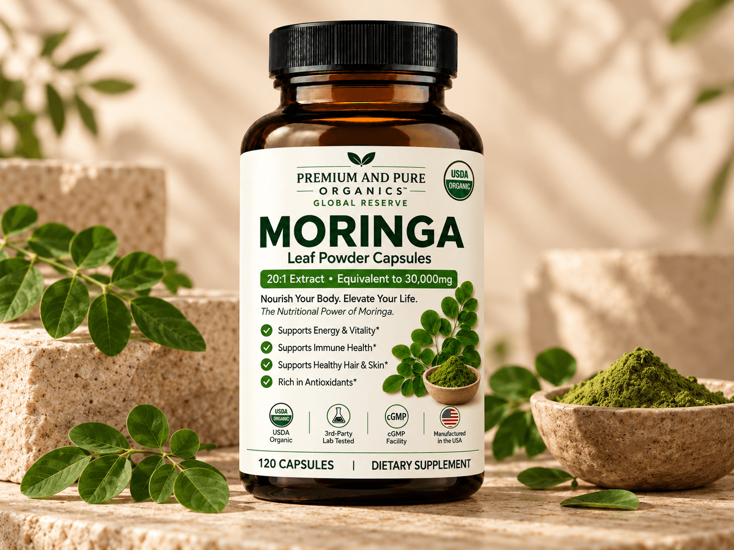Moringa capsules bottle